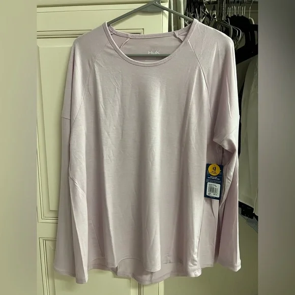 NWT Huk Women’s Waypoint Crew Long Sleeve Tee Large Winsome Orchid Purple - Picture 4 of 11
